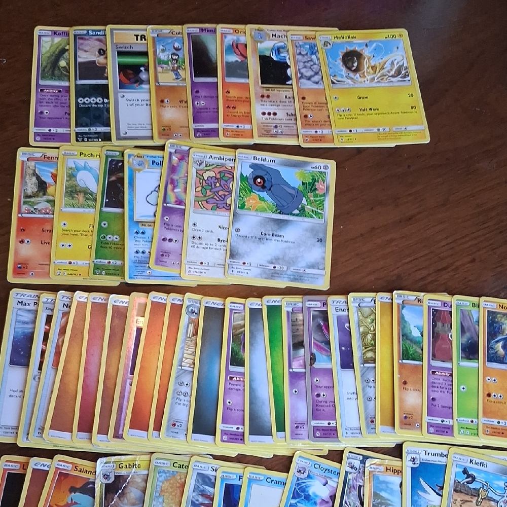 Pokemon Trading Card Collection - Yellow, Blue, Red, Purple